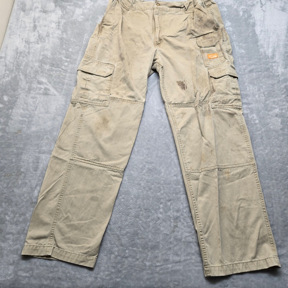 Titicaca Mens FR Flame Resistant Khaki Cargo Work Pants 38x32 CAT 2 NFPA 2112
